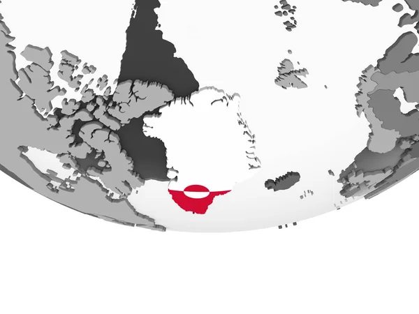 Grönland Grå Politiska Jordglob Med Inbäddade Flagga Illustration — Stockfoto