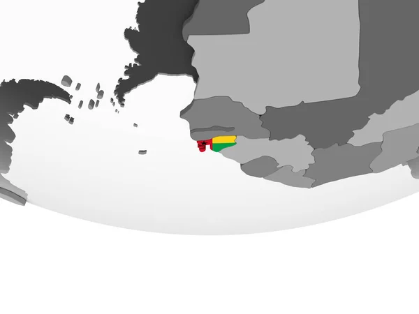 Guinea Bissau Globo Político Gris Con Bandera Incrustada Ilustración — Foto de Stock