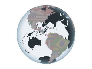 Panama katıştırılmış bayrak ile siyasi dünya üzerinde. 3d illüstrasyon izole beyaz arka plan üzerinde.