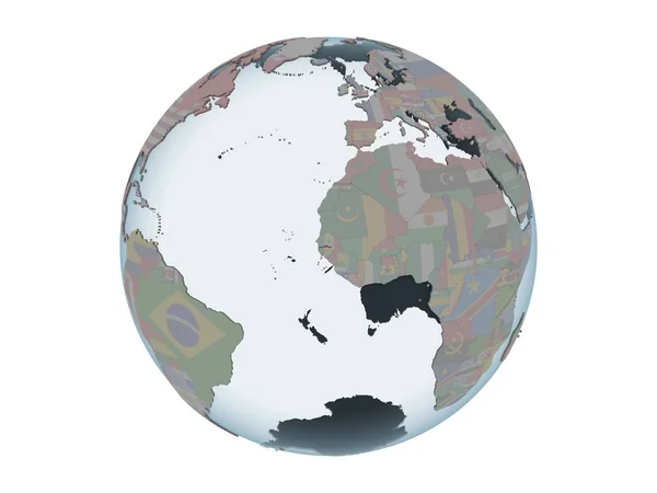 Gambie Politické Globe Vloženými Vlajky Ilustrace Izolované Bílém Pozadí — Stock fotografie