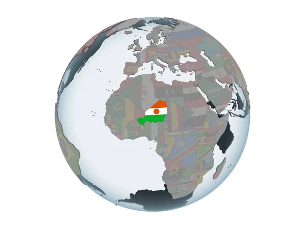 Niger Political Globe Embedded Flag Illustration Isolated White Background — Stock Photo, Image