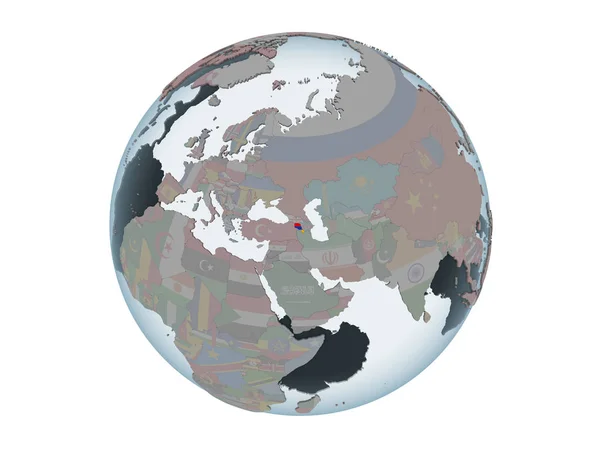 임베디드 플래그와 세계에 아르메니아입니다 배경에 — 스톡 사진