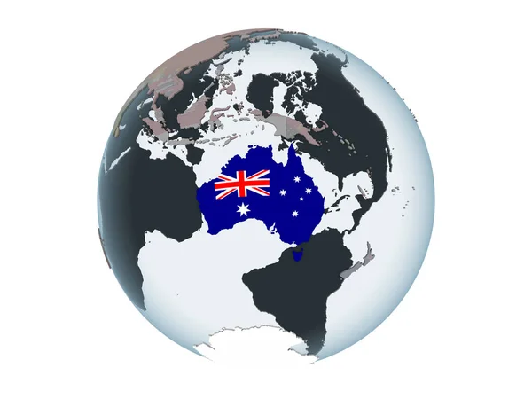 Austrália Globo Político Com Bandeira Embutida Ilustração Isolada Sobre Fundo — Fotografia de Stock