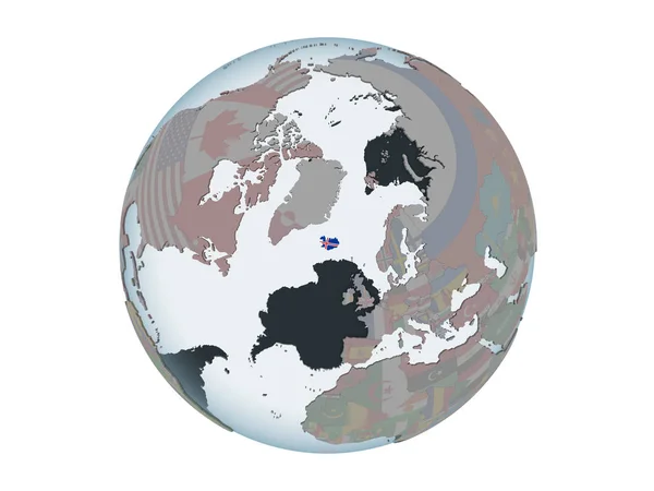 Iceland Political Globe Embedded Flag Illustration Isolated White Background — Stock Photo, Image