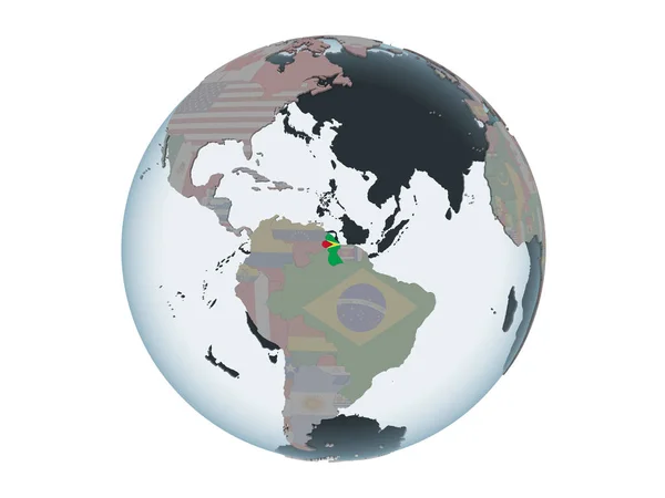 Guyana Political Globe Embedded Flag Illustration Isolated White Background — Stock Photo, Image