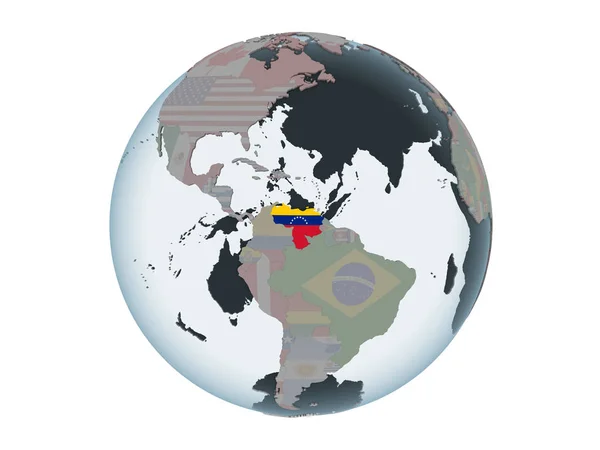 Venezuela Political Globe Embedded Flag Illustration Isolated White Background — Stock Photo, Image