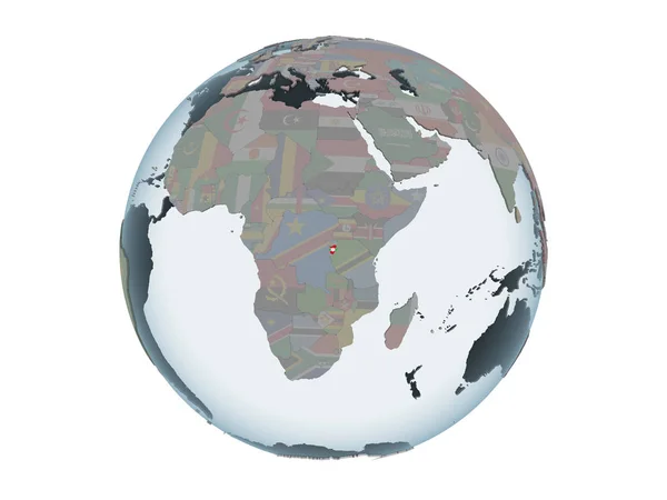 Burundi Political Globe Embedded Flag Illustration Isolated White Background — Stock Photo, Image