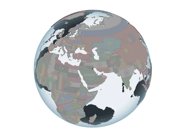 Kuwait Sul Globo Politico Con Bandiera Incorporata Illustrazione Isolata Sfondo — Foto Stock