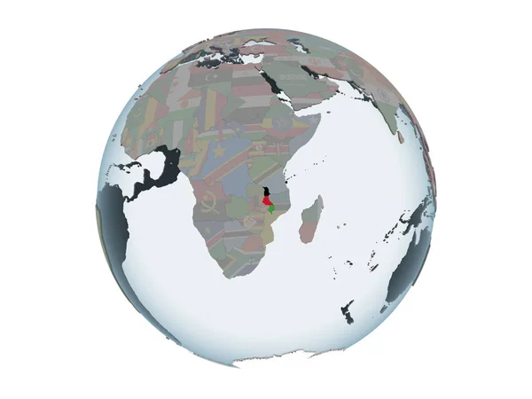 Malawi Political Globe Embedded Flag Illustration Isolated White Background — Stock Photo, Image