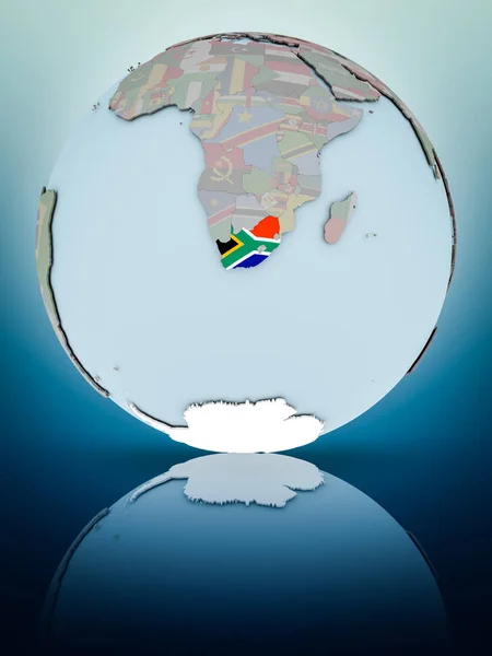Südafrika Mit Der Nationalflagge Auf Dem Globus Die Sich Auf — Stockfoto