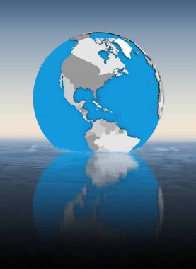 Bahamalar suda yüzen dünya üzerinde. 3D çizim.