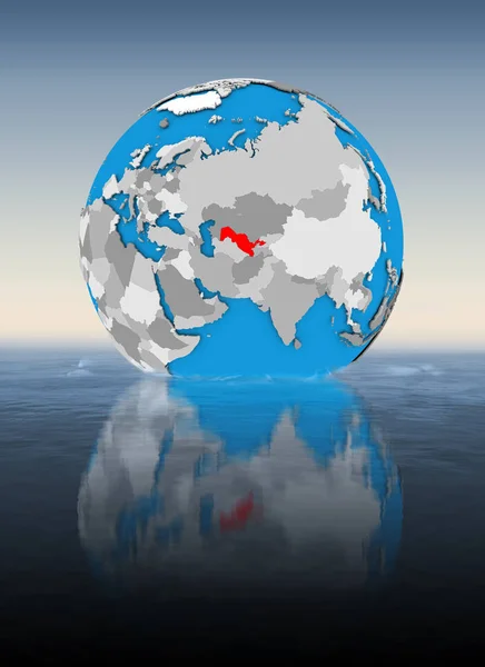 Uzbekistan Globe Floating Water Illustration — Stock Photo, Image