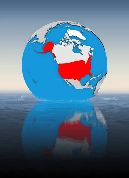 Usa Globe Floating Water Illustration — Stock Photo, Image