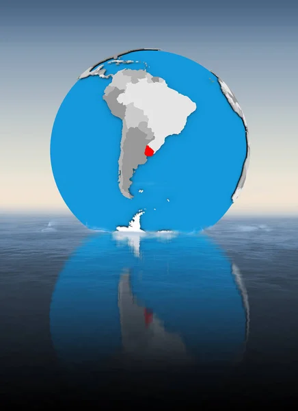Uruguay Sur Globe Flottant Dans Eau Illustration — Photo