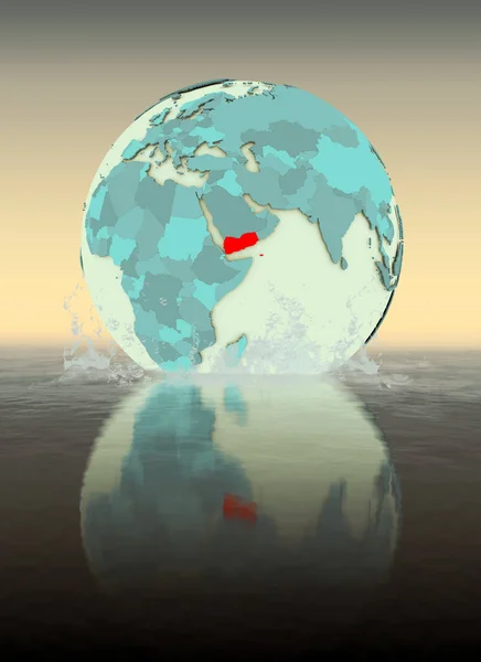 Ємен Глобус Хлюпалися Воду Ілюстрація — стокове фото