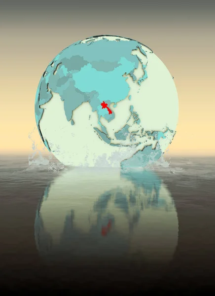 Лаос Глобус Хлюпалися Воду Ілюстрація — стокове фото