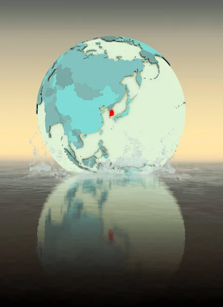 South Korea Globe Splashed Water Illustration — Stock Photo, Image