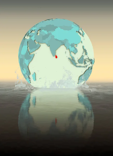 Sri Lanka Sur Globe Éclaboussé Dans Eau Illustration — Photo