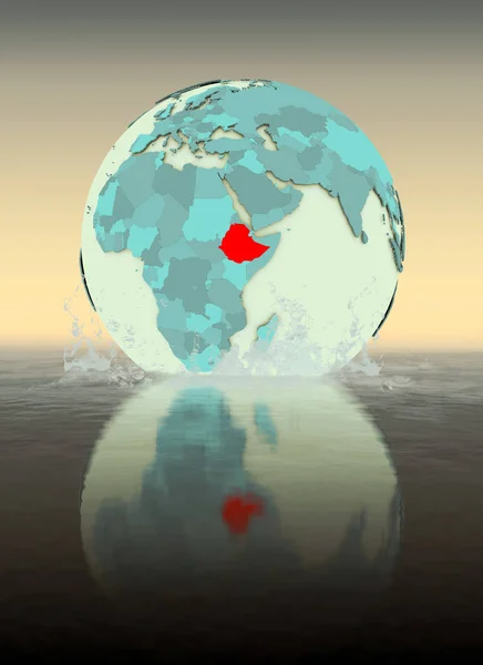 Etiópia Globe Fröcskölt Vízbe Illusztráció — Stock Fotó