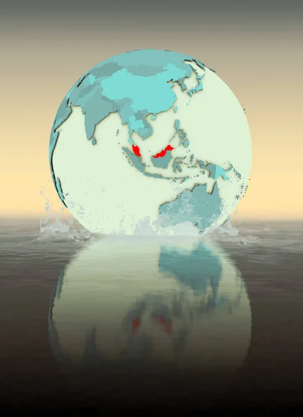 Malaysia Globe Splashed Water Illustration — Stock Photo, Image