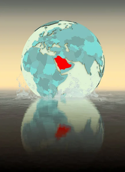 世界中にサウジアラビア水に歓声を上げた イラストレーション — ストック写真