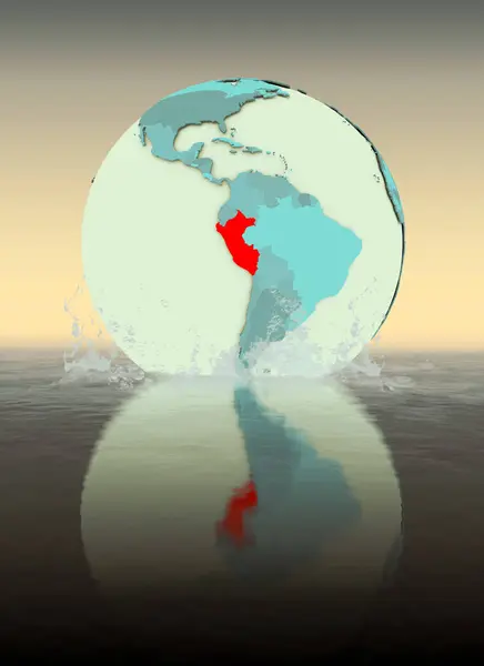 Pérou Sur Globe Éclaboussé Dans Eau Illustration — Photo