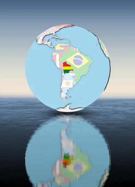 Bolivia Political Globe National Flags Floating Water Illustration — Stock Photo, Image