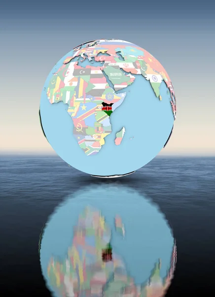 Kenya Political Globe National Flags Floating Water Illustration — Stock Photo, Image