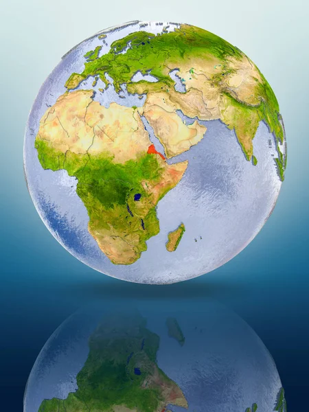 厄立特里亚以红色的颜色在地球上反射发亮的表面 — 图库照片