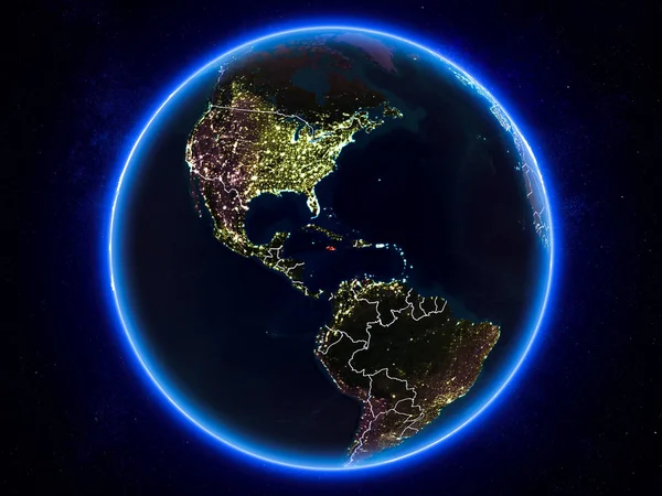 Jamaica Gemarkeerd Het Rood Planeet Aarde Night Met Zichtbare Randen — Stockfoto