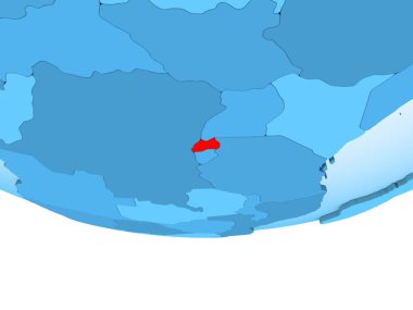 Şeffaf okyanuslar ile mavi küre kırmızı vurgulanır Ruanda Illustration. 3D çizim.