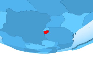 Şeffaf okyanuslar ile mavi küre kırmızı vurgulanır Burundi Illustration. 3D çizim.