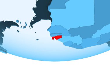Gine-Bissau şeffaf okyanuslar ile mavi küre kırmızı vurgulanır Illustration. 3D çizim.