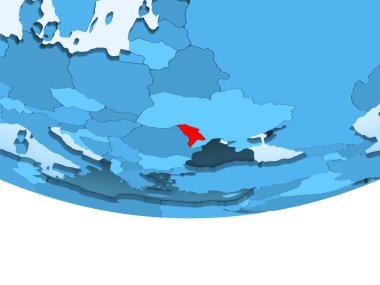 Şeffaf okyanuslar ile mavi küre kırmızı vurgulanır Moldova Illustration. 3D çizim.