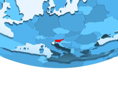 Şeffaf okyanuslar ile mavi küre kırmızı vurgulanır Slovenya Illustration. 3D çizim.