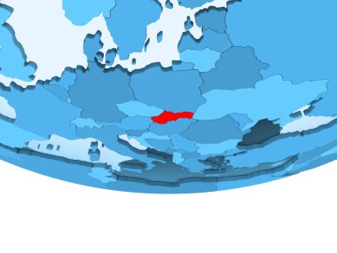 Resimde saydam okyanuslar ile mavi küre kırmızı vurgulanır Slovakya. 3D çizim.