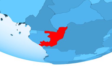 Kongo kırmızı şeffaf okyanuslar ile mavi küre üzerinde vurgulanan Illustration. 3D çizim.