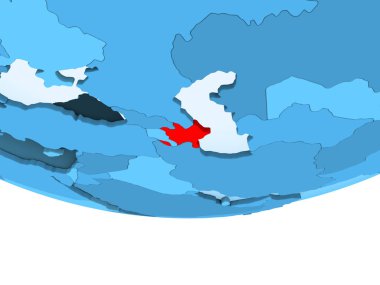 Kırmızı şeffaf okyanuslar ile mavi küre üzerinde vurgulanan Azerbaycan Illustration. 3D çizim.