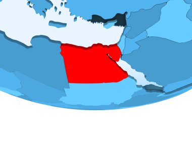 Resimde saydam okyanuslar ile mavi küre kırmızı vurgulanır Mısır. 3D çizim.