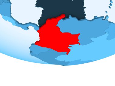 Resimde saydam okyanuslar ile mavi küre kırmızı vurgulanır Kolombiya. 3D çizim.