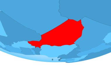 Şeffaf okyanuslar ile mavi küre kırmızı vurgulanır Nijer Illustration. 3D çizim.