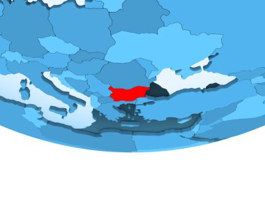 Şeffaf okyanuslar ile mavi küre kırmızı vurgulanır Bulgaristan Illustration. 3D çizim.