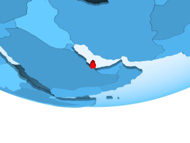 Resimde saydam okyanuslar ile mavi küre kırmızı vurgulanır katar. 3D çizim.