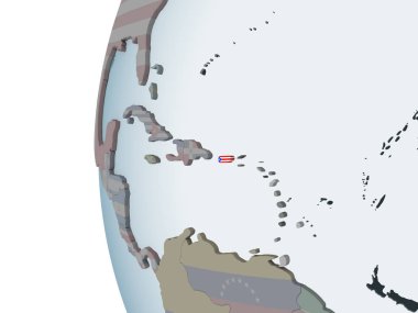 Porto Riko katıştırılmış bayrak ile siyasi dünya üzerinde. 3D çizim.