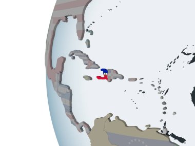 Haiti katıştırılmış bayrak ile siyasi dünya üzerinde. 3D çizim.