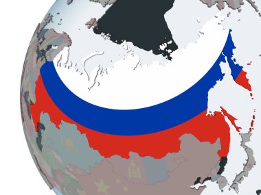 Meksika katıştırılmış bayrak ile siyasi dünya üzerinde. 3D çizim.