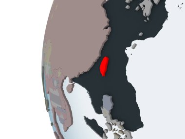 Tayvan katıştırılmış bayrak ile siyasi dünya üzerinde. 3D çizim.