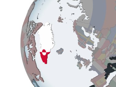 ABD katıştırılmış bayrak ile siyasi dünya üzerinde. 3D çizim.