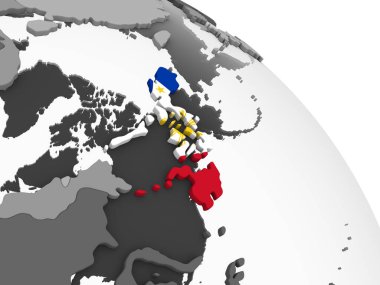 Filipinler katıştırılmış bayrak ile gri siyasi dünya üzerinde. 3D çizim.