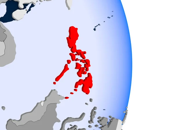 Filipinas Vermelho Modelo Globo Político Com Oceanos Transparentes Ilustração — Fotografia de Stock
